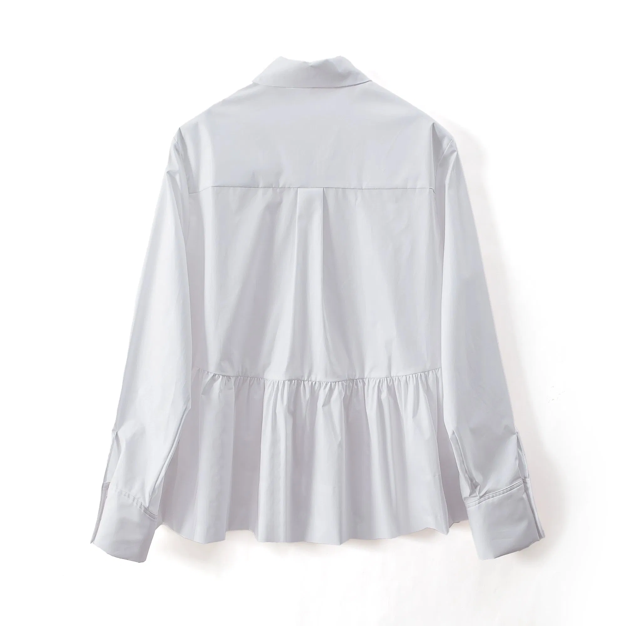 Blusa casual feminina babydoll com babados em tecido de algodão macio, moda por atacado