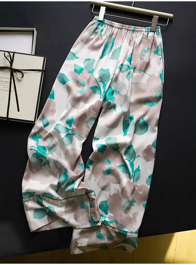 Roupas de Loungewear de Seda Personalizadas 100% de Alta Qualidade Impressas Digitalmente com Seu Próprio Design