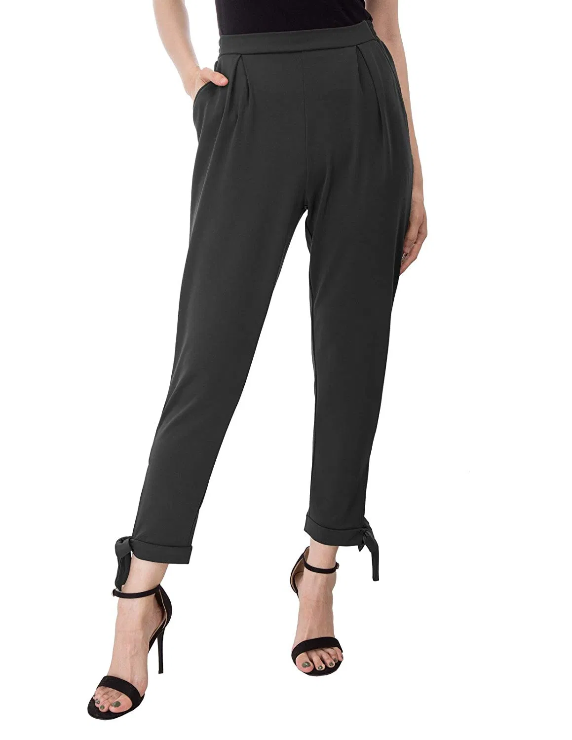 Design de Moda Calças Femininas Slim Fit Calças Casuais com Design de Laço para Mulheres