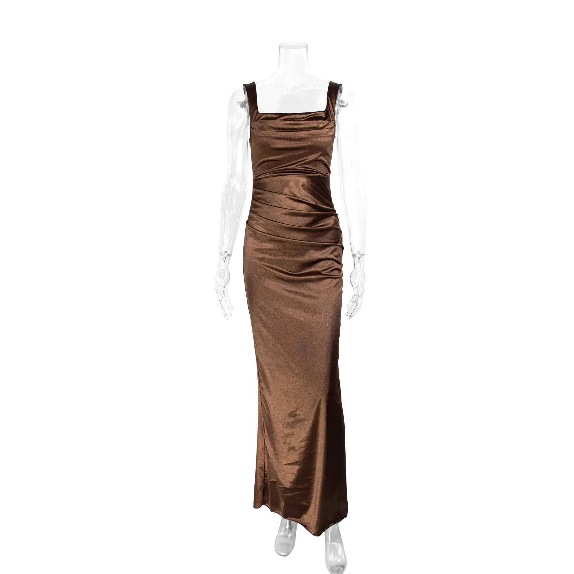 Vestido de noite longo formal justo e brilhante para mulheres