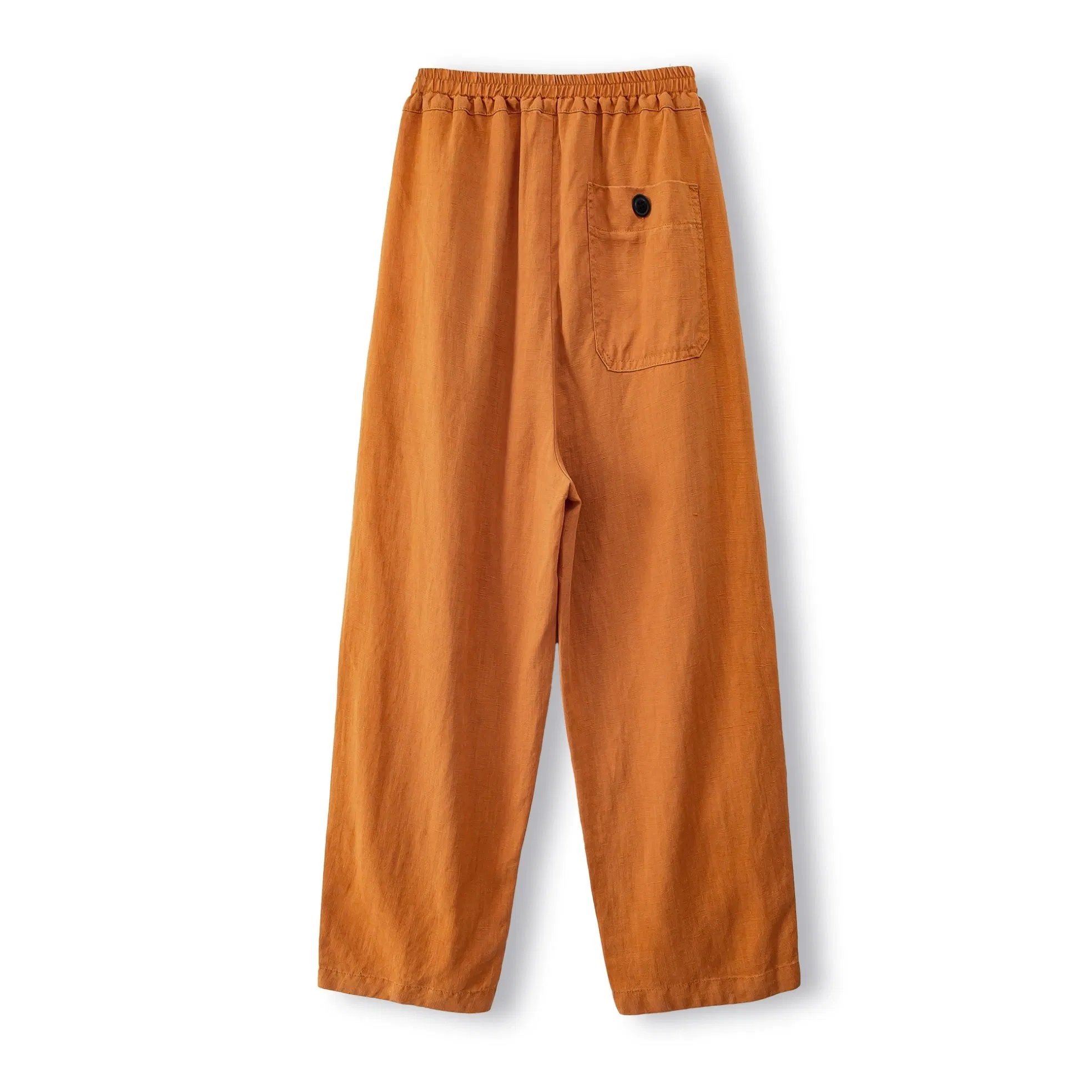 Calças de Linho Lyocell Femininas de Cintura Alta 3/4-Length Roupas para Senhora