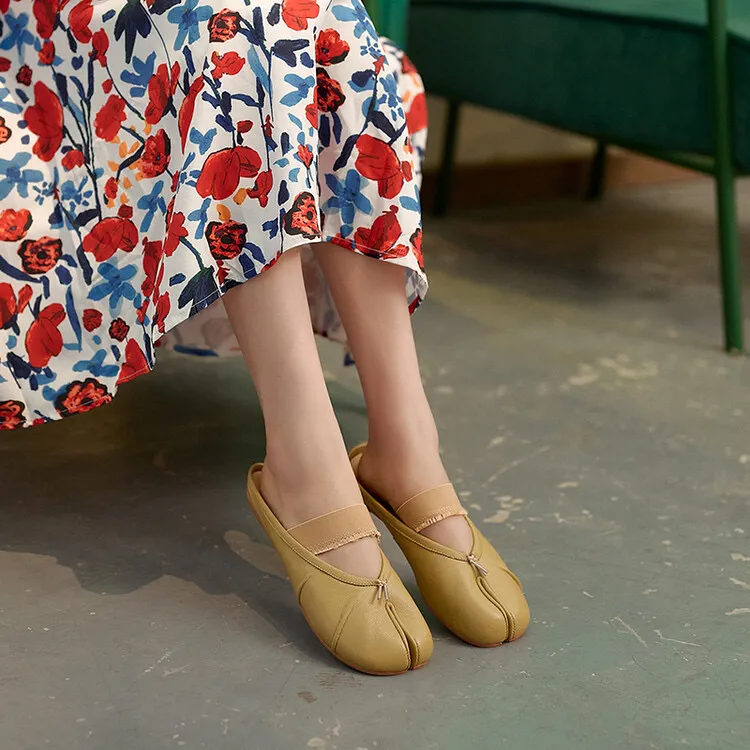 OEM ODM Alta Qualidade Couro Genuíno Moda Estilo Confortável Sandálias Mules para Mulheres Mules Fechados Chinelos para Senhoras