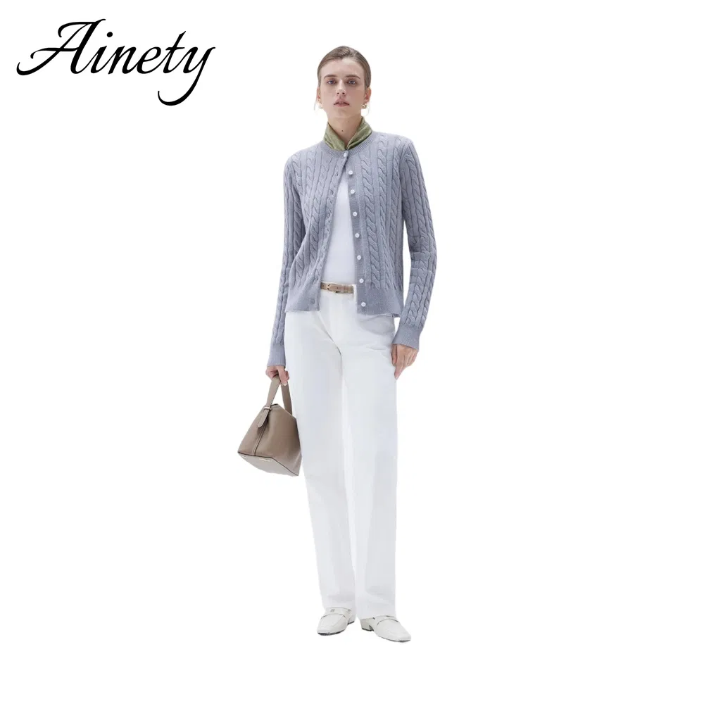 Cardigã Clássico de Cashmere Feminino - Tricô Elegante para Mulheres