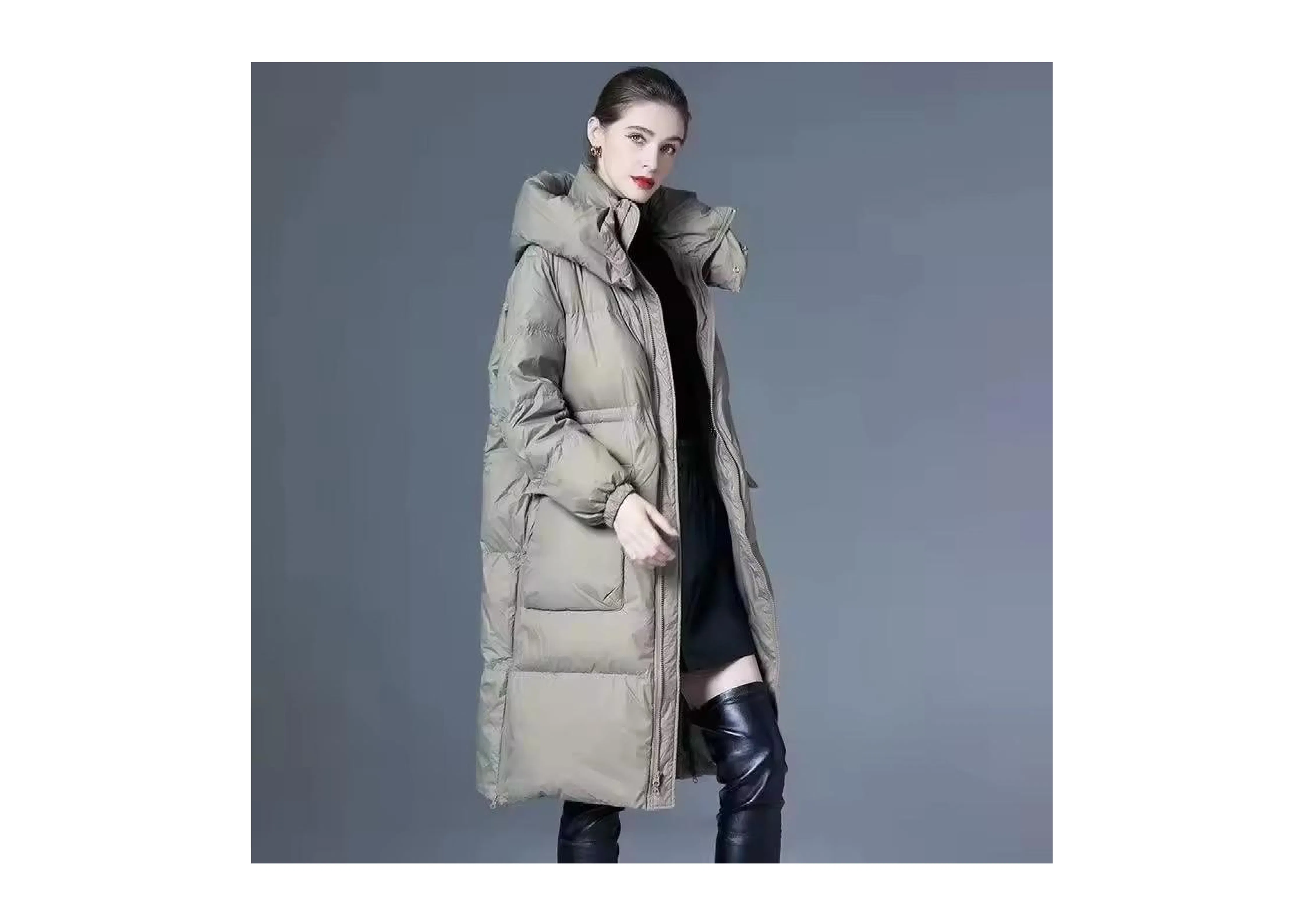 Casacos de Inverno Femininos Ajustados por Atacado com Capuz Quente, Tecido Branco de Plumas, Resistente à Água e à Vento