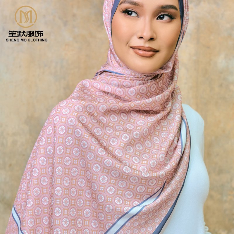 Moda Modesta Elegante Personalizada Estampas Sazonais Mercado do Oriente Médio Hijab de Cetim Elástico