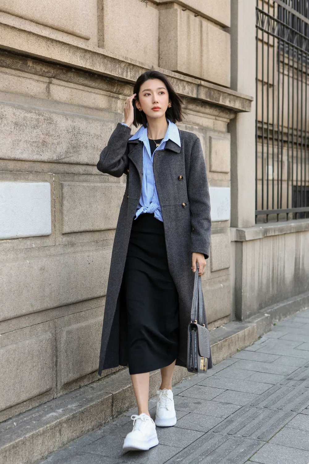 Casaco de Lã Personalizado 50%/100% para Mulheres Casaco Trench de Lã Formal para Escritório