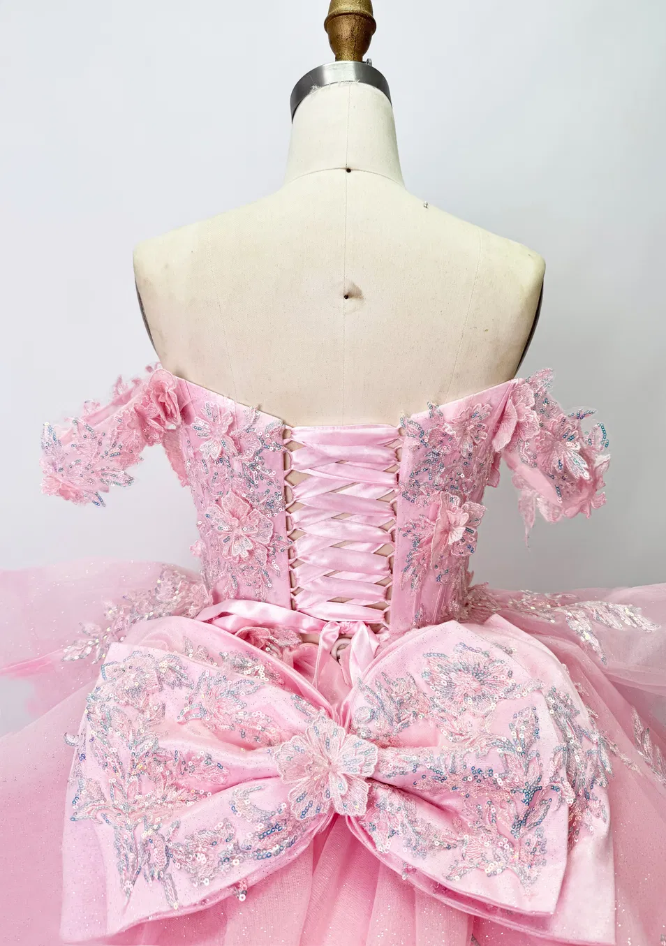 Vestido de Festa de Quinceanera Rosa Princesa Off Shoulder com Decote Coração em Renda para Mulheres, Vestido de Casamento, Vestido de Menina, Vestido de Baile