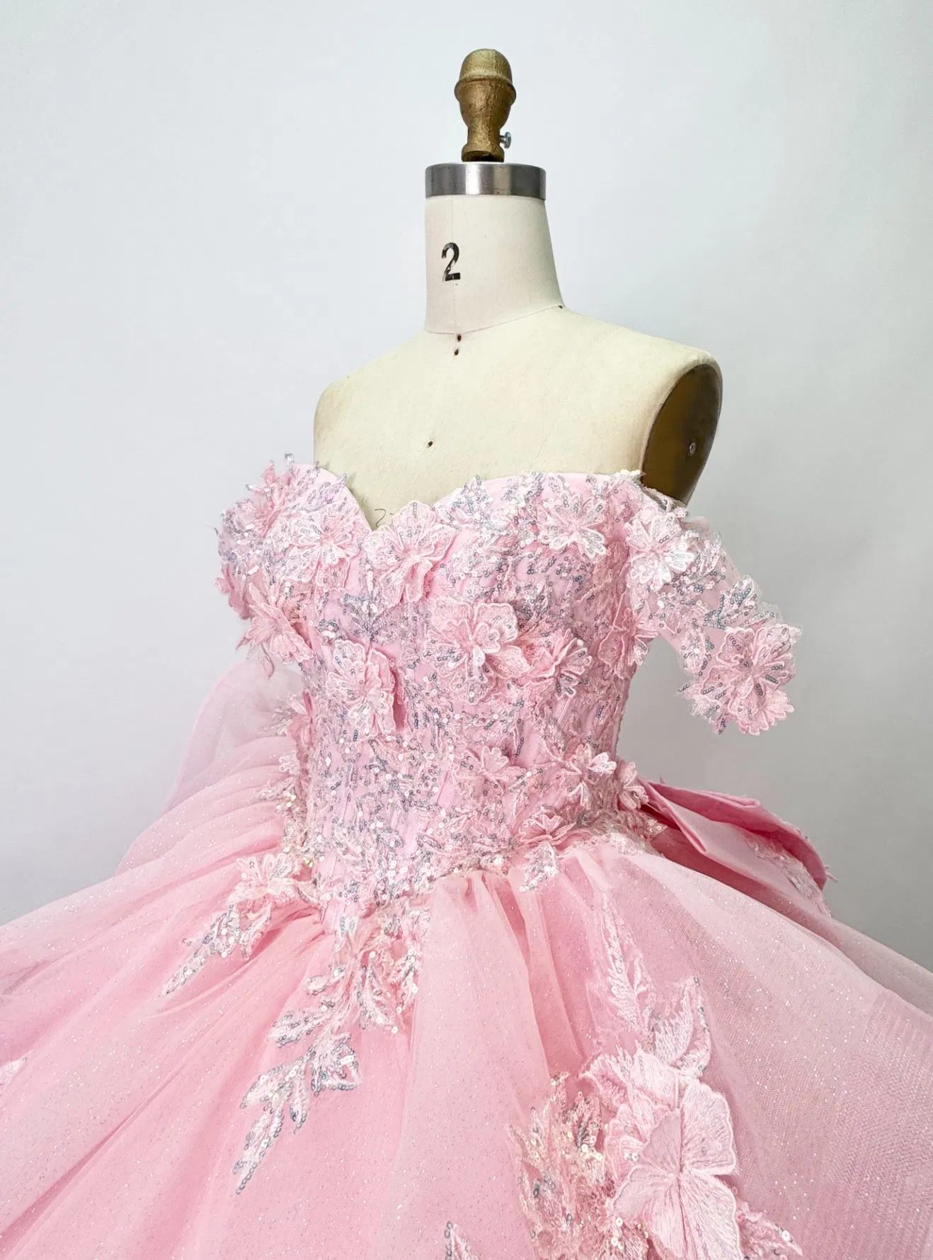 Vestido de Festa de Quinceanera Rosa Princesa Off Shoulder com Decote Coração em Renda para Mulheres, Vestido de Casamento, Vestido de Menina, Vestido de Baile