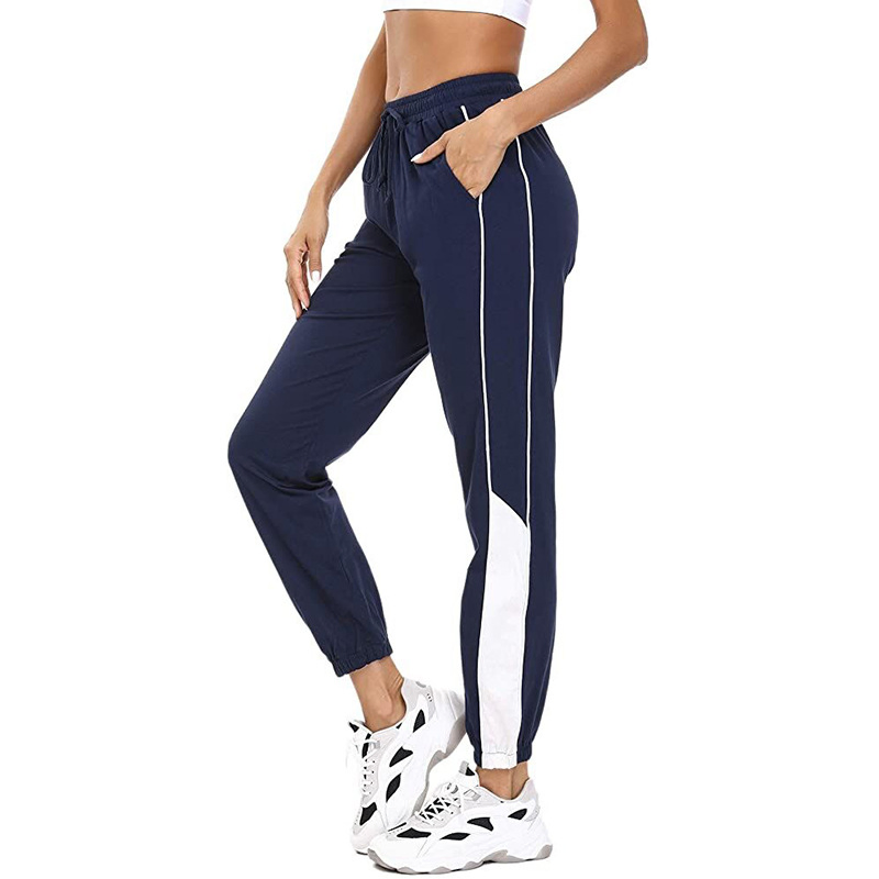 Fábrica Atacado Moda Calças de Moletom com Corda de Ajuste Calças de Moletom Femininas Cintura com Corda Calças com Costura Lateral Calças de Corrida para Mulheres