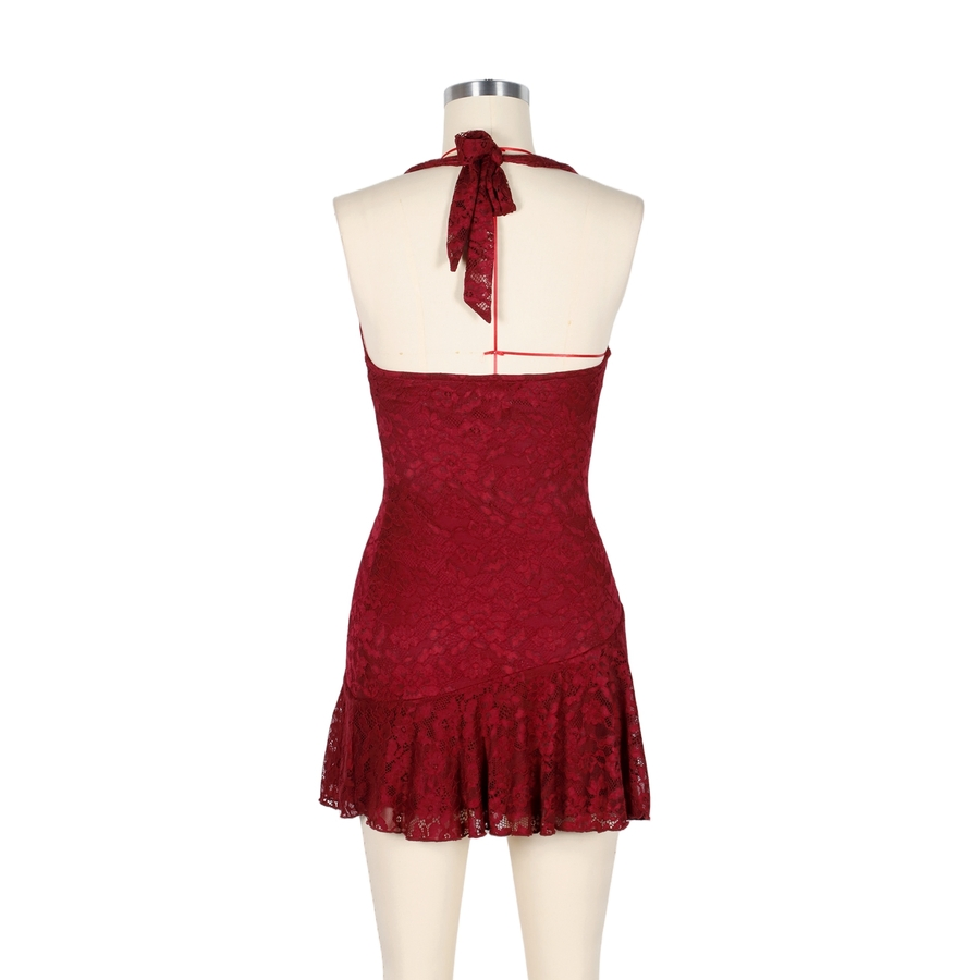 Vestido de Renda com Decote em V Profundo Antibacteriano para Mulheres para Encontros