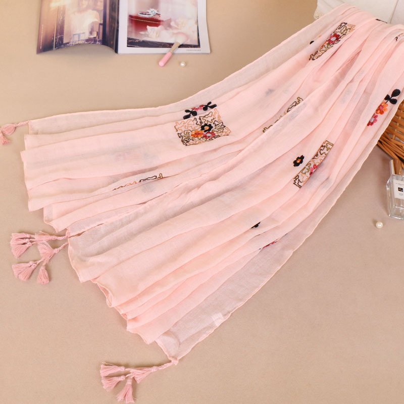 Cachecol longo feminino de algodão com estampa de ameixa, estilo urbano monocromático, hijab de alta qualidade