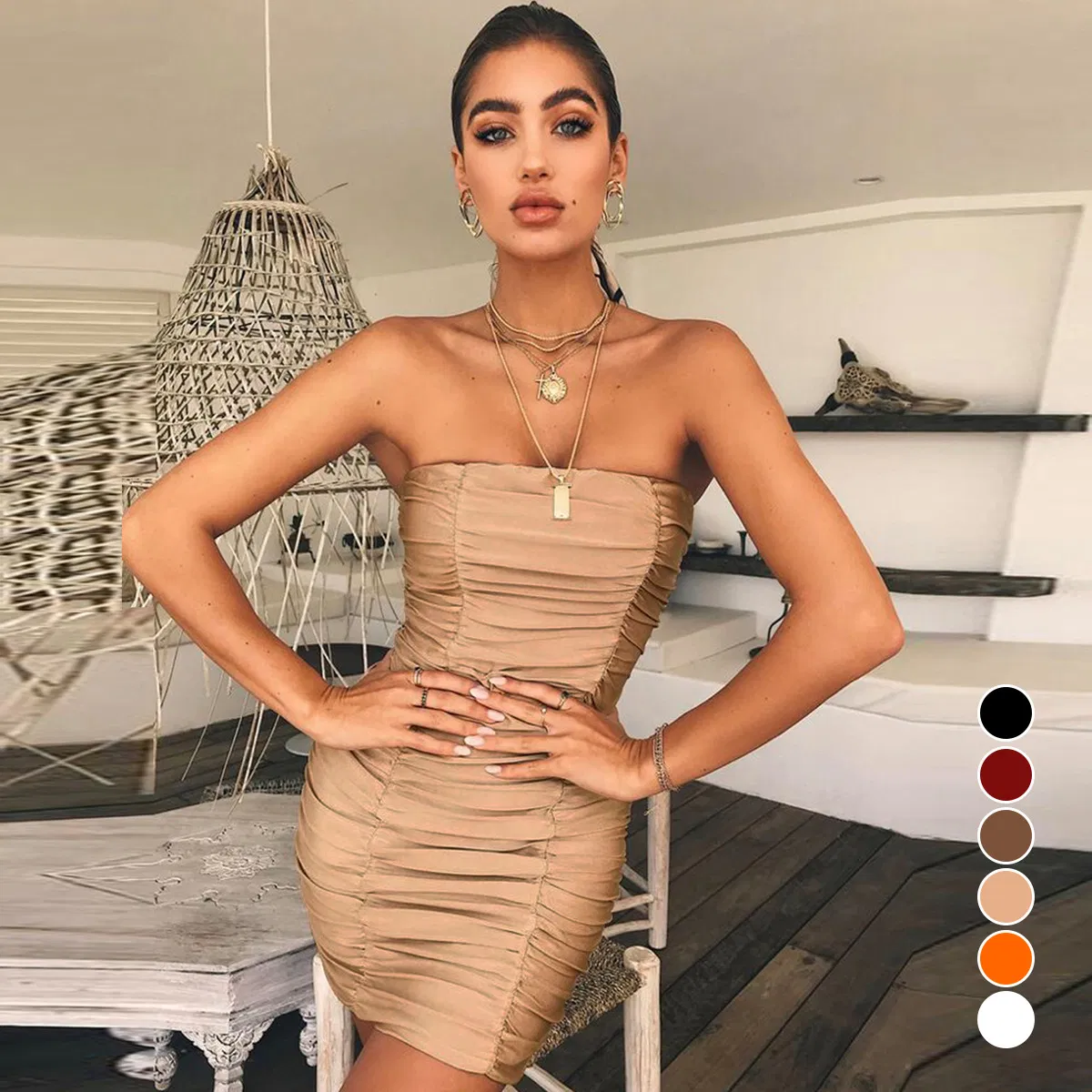 Vestidos de festa sem alças para mulheres, atacado, vestidos de noite para clube