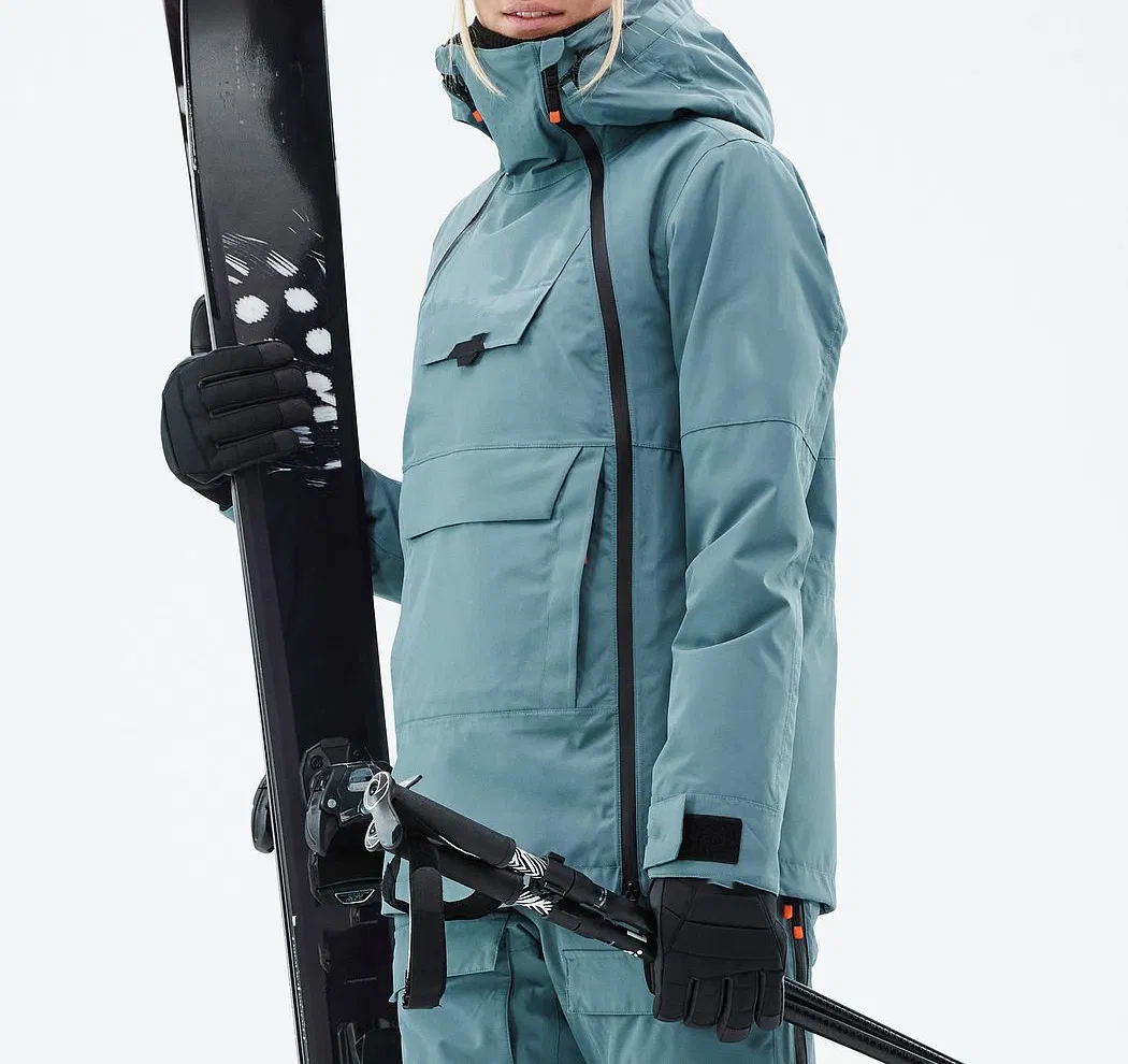 Jaqueta de esqui feminina estilo mais recente, manga longa, jaqueta de snowboard para mulher, roupa feminina, quantidade personalizada, casaco de algodão azul