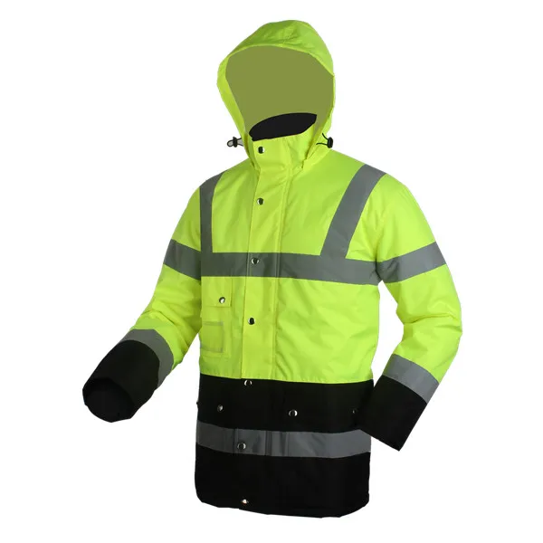 Jaqueta de Trabalho Inverno Hi-Vis com Zíper Completo Roupas de Segurança Refletivas Duráveis para Homens e Mulheres