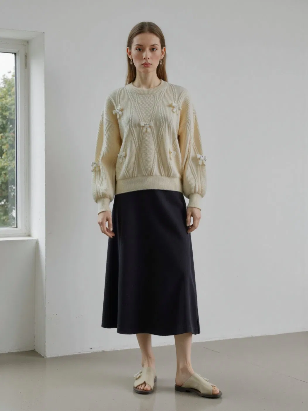 Suéter de Tricô com Fio Reciclado Ecológico para Mulheres, Moda Sustentável, Grande Venda