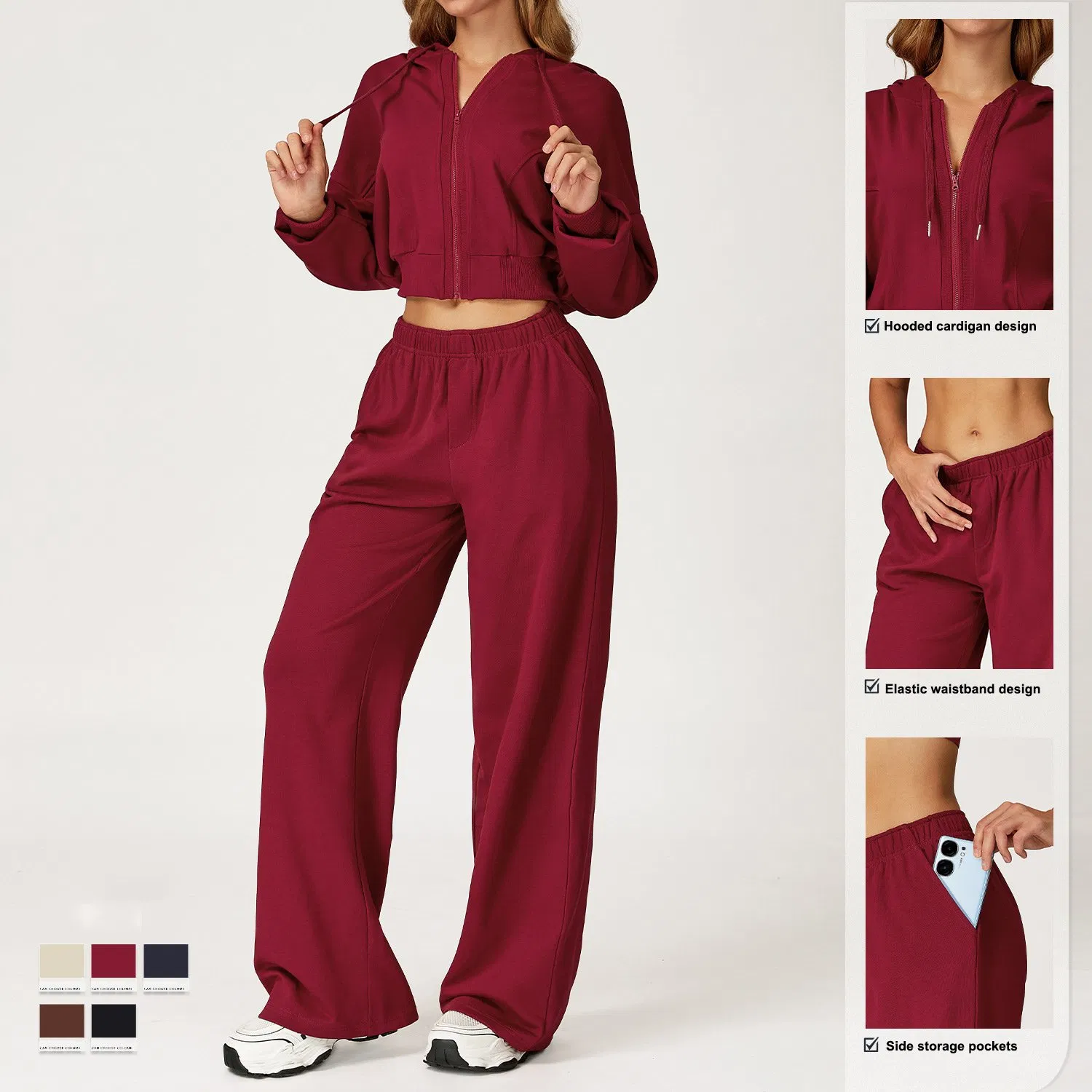Conjuntos de Duas Peças para Mulheres Conjunto de Roupas de Treino Casual Moletom e Calças Largas Conjunto de Roupas Correspondente
