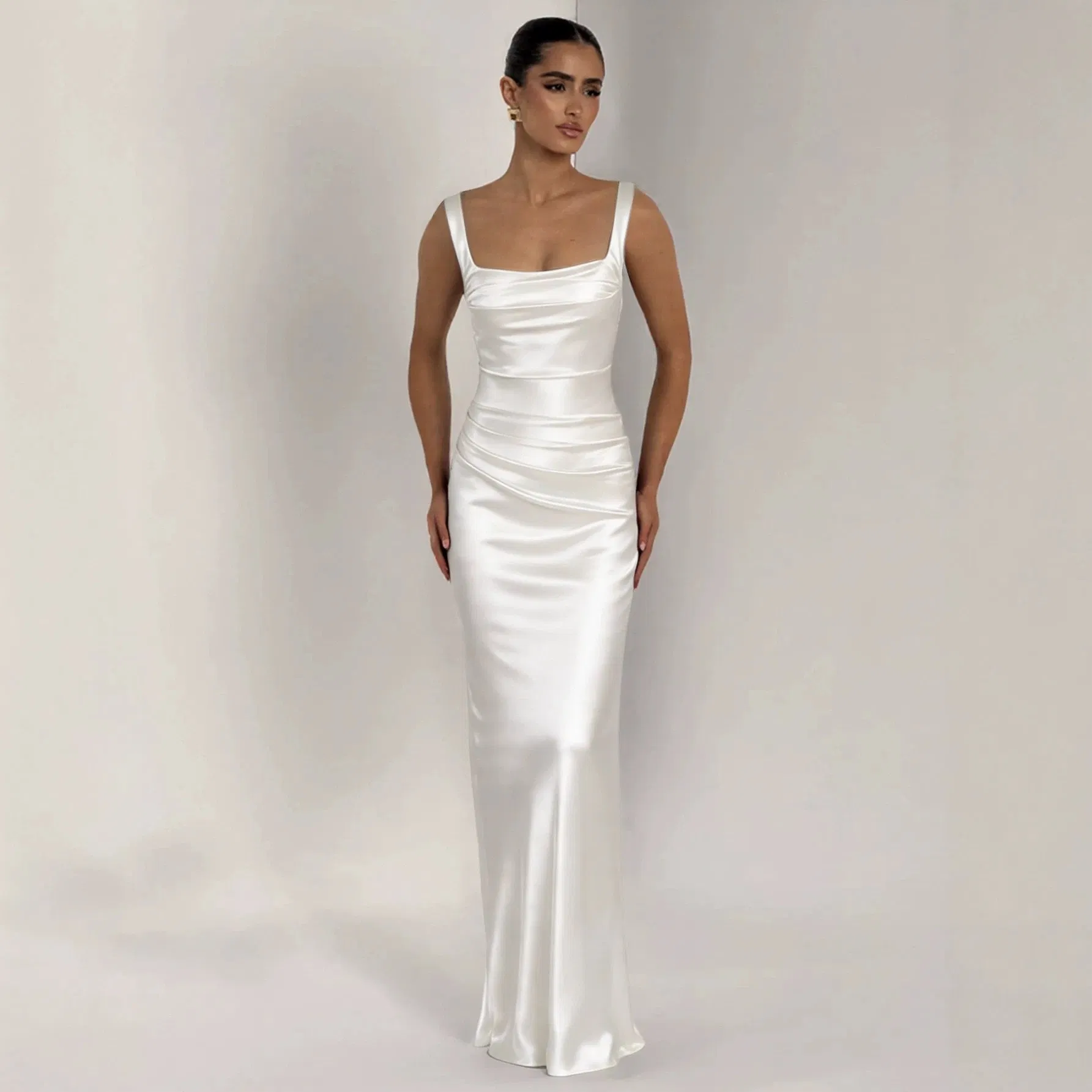 Vestido de noite longo formal justo e brilhante para mulheres