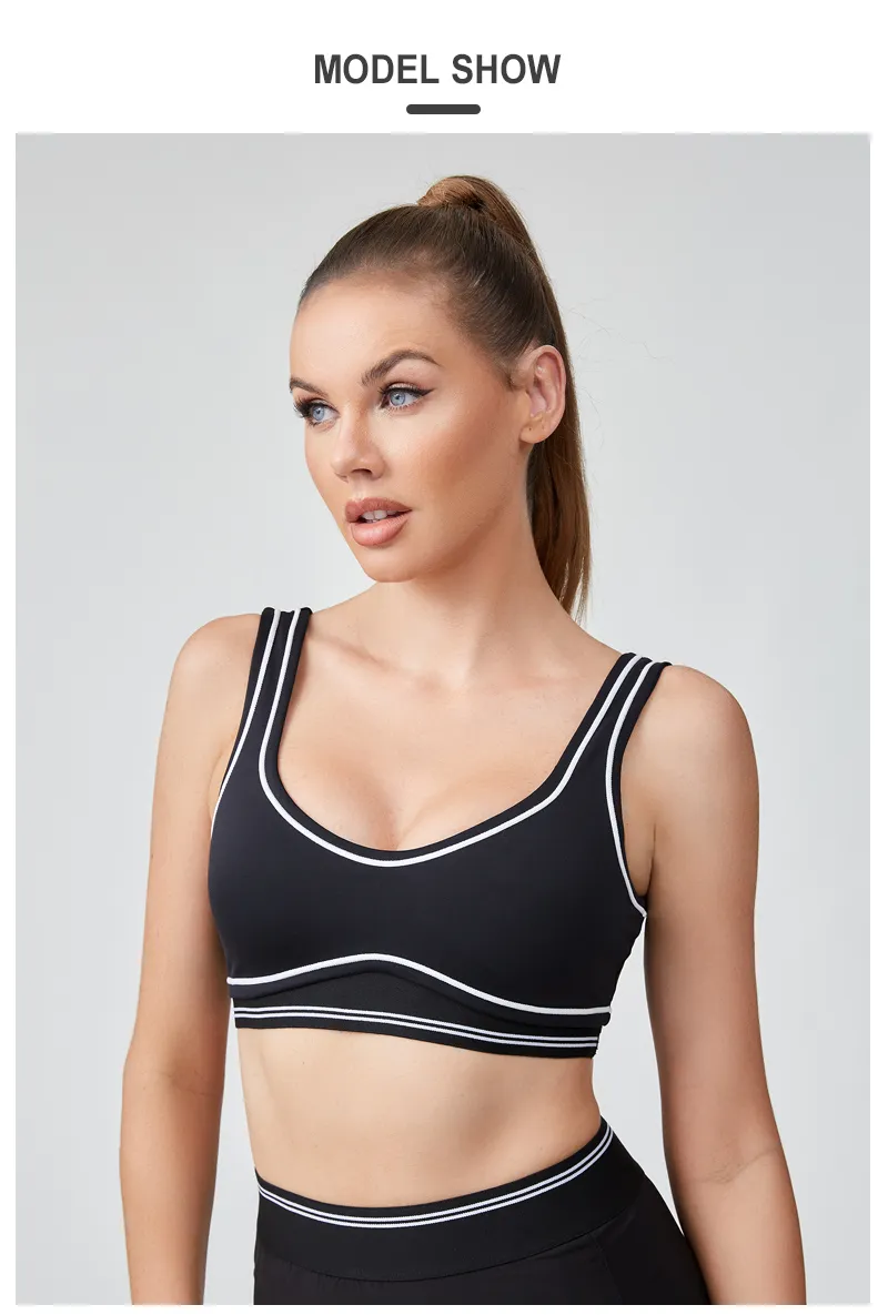 Logotipo OEM Marca Privada Costura Contrastante Academia Yoga Esportes Fitness Mulheres Roupas Esportivas Personalizadas