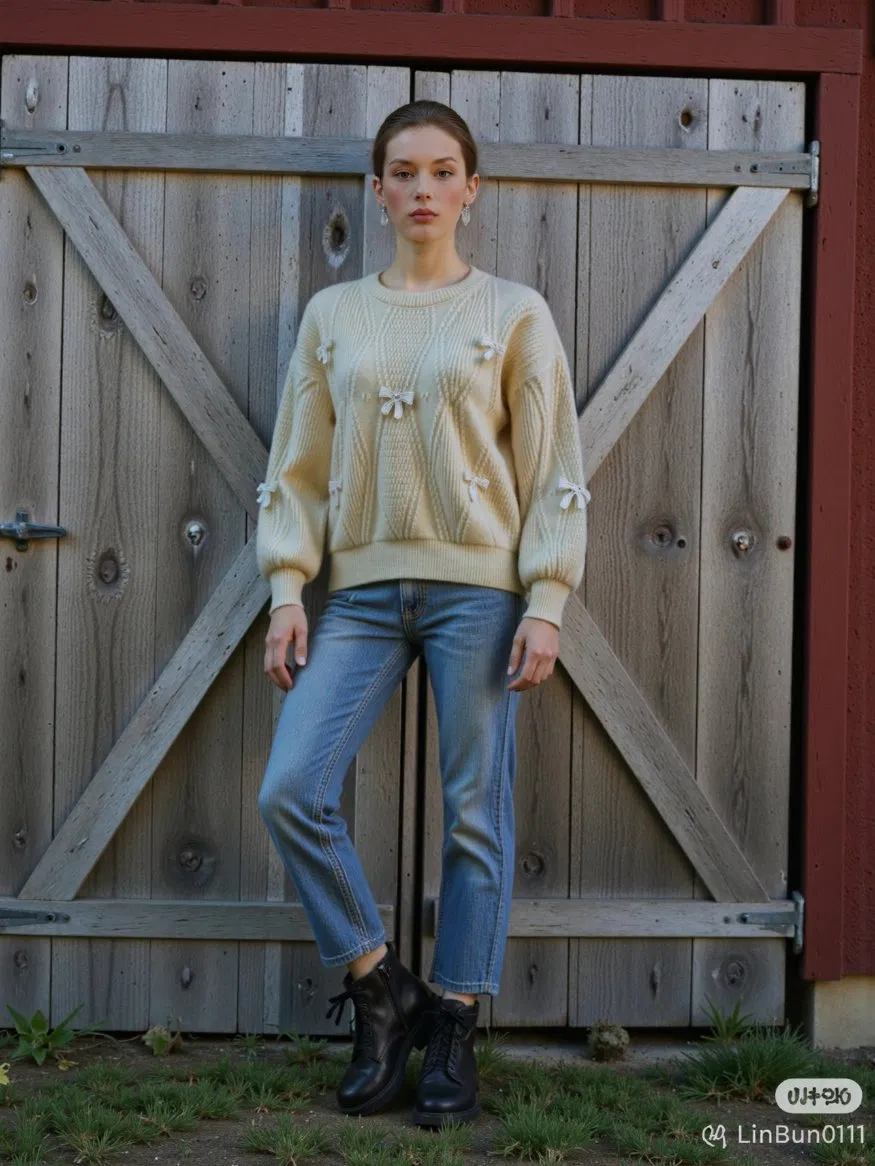 Suéter de Tricô com Fio Reciclado Ecológico para Mulheres, Moda Sustentável, Grande Venda