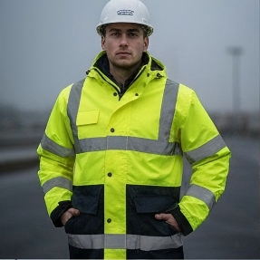 Jaqueta de Trabalho Inverno Hi-Vis com Zíper Completo Roupas de Segurança Refletivas Duráveis para Homens e Mulheres