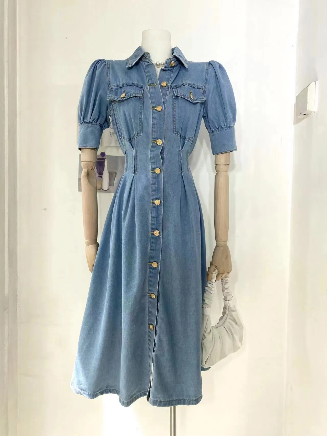Preço de Atacado de Roupas Personalizadas OEM Estilo de Designer de Moda para Mulheres Vestido Clássico de Algodão com Impressão DTG para o Verão e Primavera com Logotipo da Marca