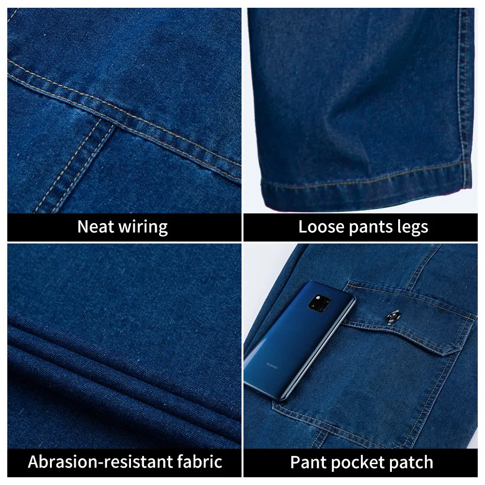 Conjunto de Trabalho de Jeans Macio de Manga Longa de Verão, Confortável, com Refletor, Denim para Homens e Mulheres