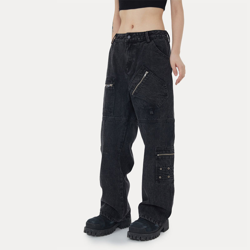 Calças de Denim Retas de Perna Larga da Marca Old Tide para Homens e Mulheres do Mesmo Estilo (CFJPFM-023)