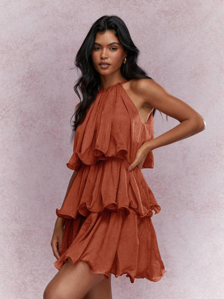 Vestido Longo Elegante Sem Mangas com Decote Halter Estilo Verão Vestido de Festa Elegante Vestido de Noite Elegante Vestido Formal Feminino Roupas Femininas Atacado