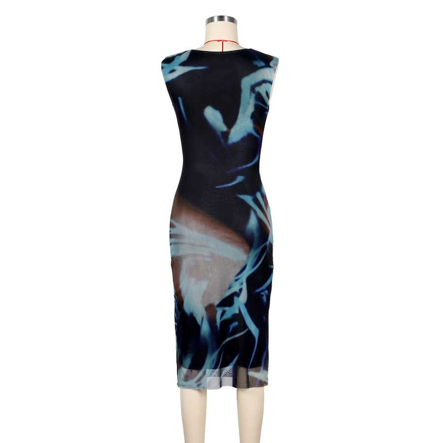 Vestido longo slim-fit de malha com decote redondo e cintura ajustada, hipoalergênico, para compras