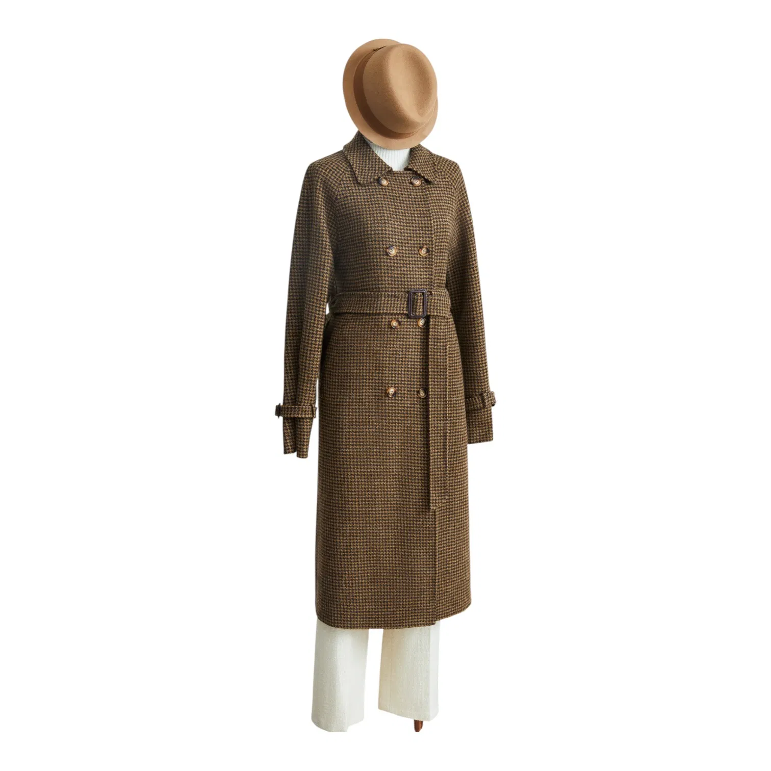 Casaco sob medida feminino oversized em taupe com lã fina para vestuário executivo e de negócios