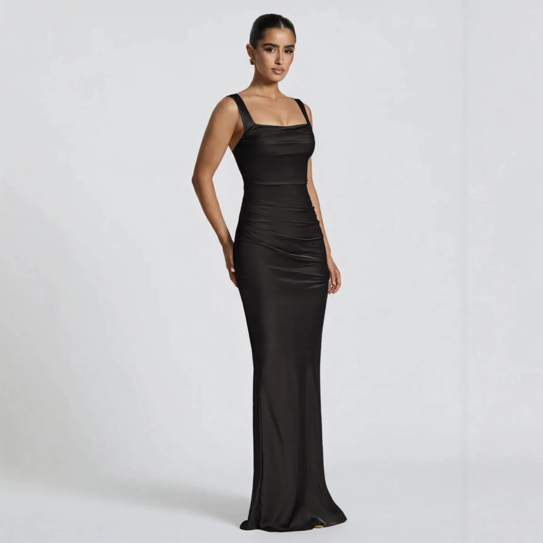 Vestido de noite longo formal justo e brilhante para mulheres
