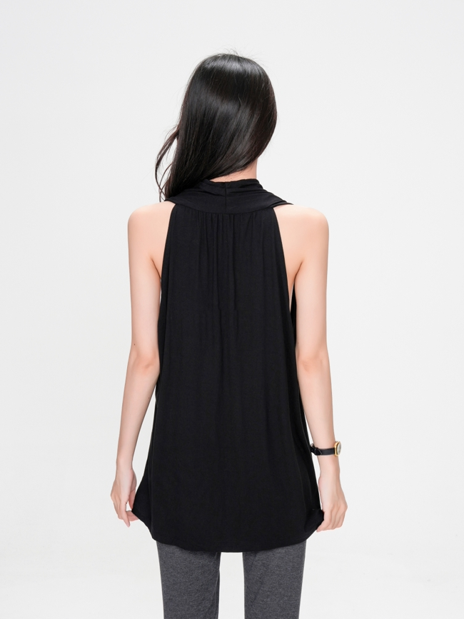 Camisetas pretas sem mangas de bambu elegantes para mulheres - Moda sustentável