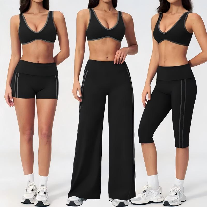 Conjunto de Esportes 2PCS Conjunto de Yoga Secagem Rápida para Academia Conjunto de Corrida Sutiã de Treino Calças Capri Roupas de Esporte Ventiladas Traje Esportivo Feminino