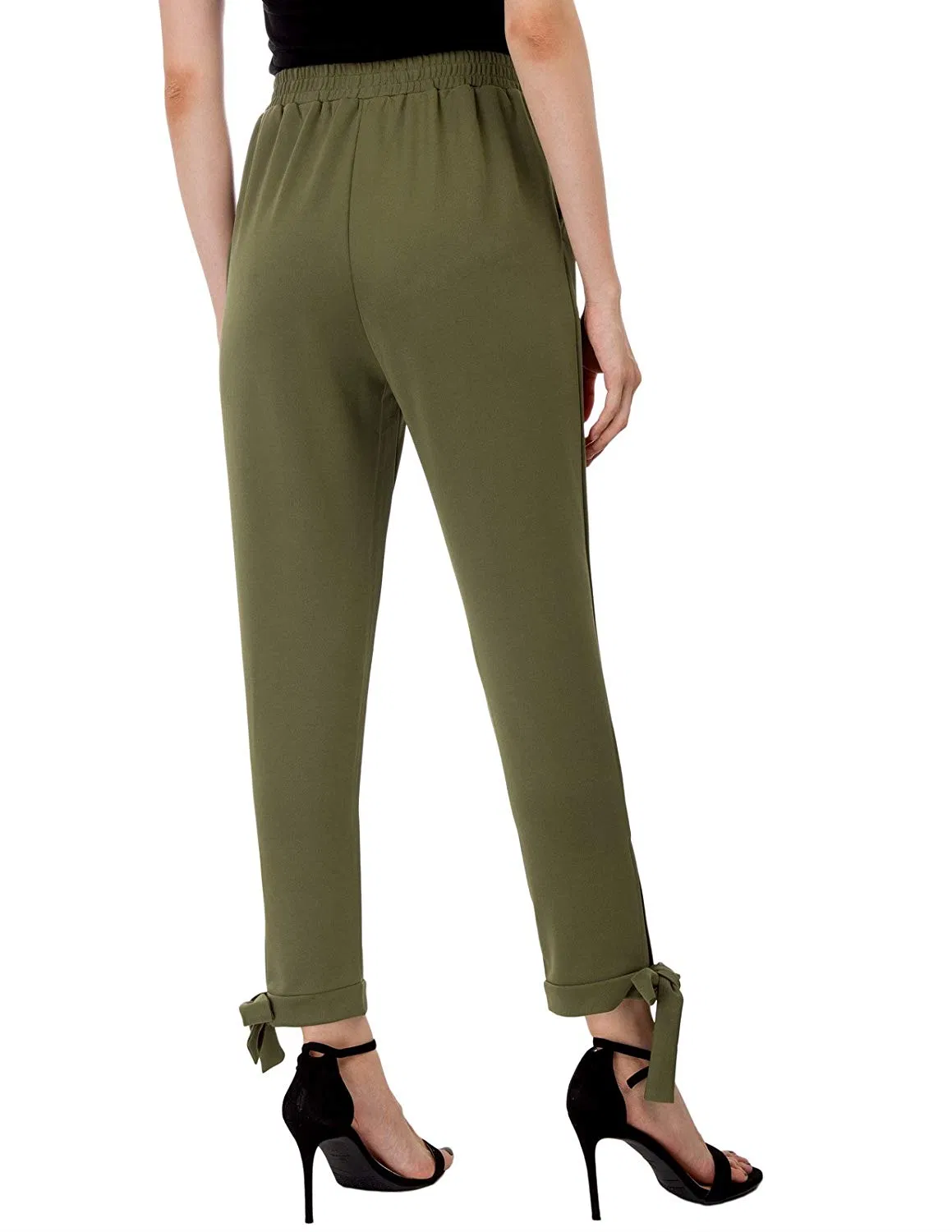 Design de Moda Calças Femininas Slim Fit Calças Casuais com Design de Laço para Mulheres
