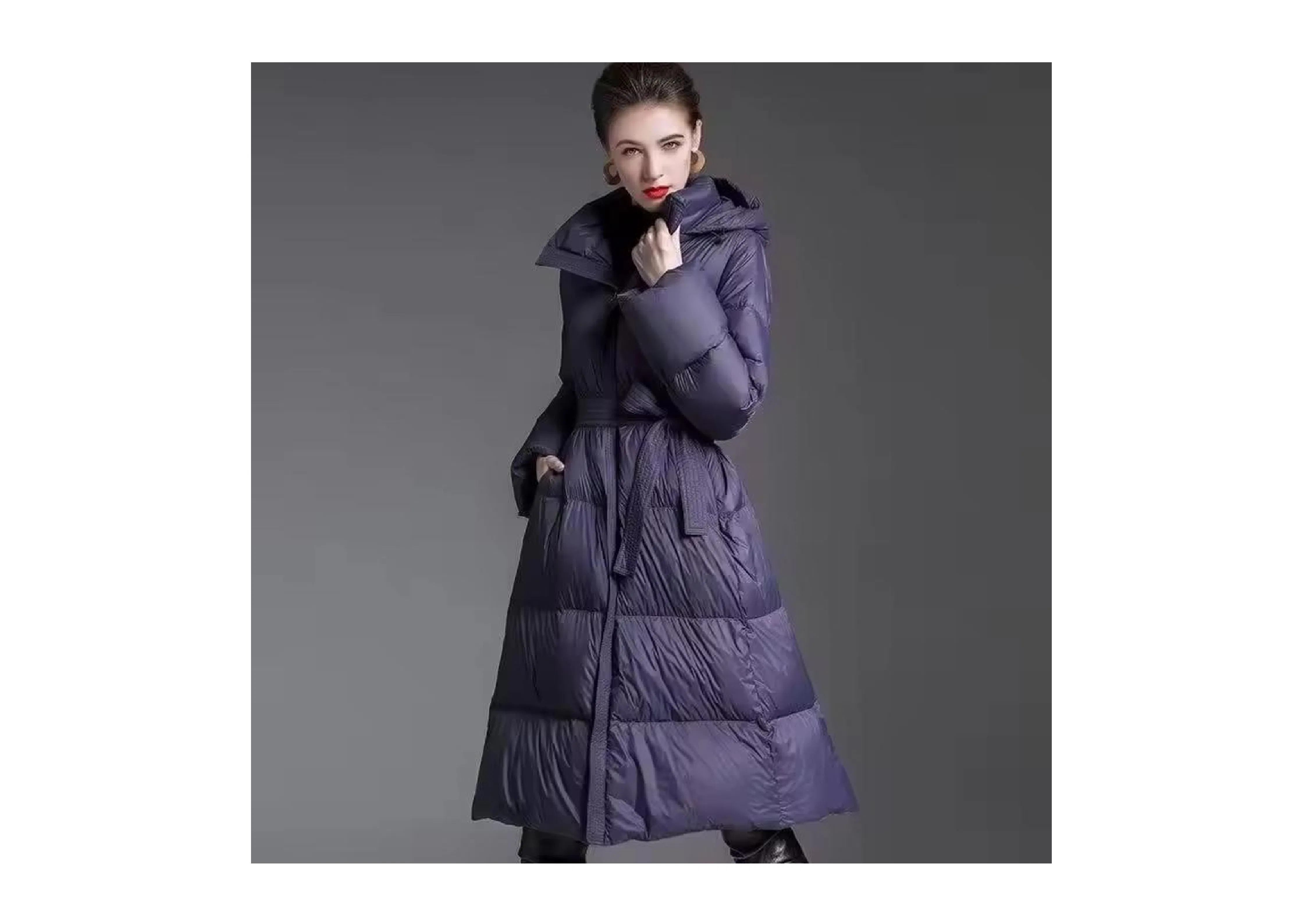 Casacos de Inverno Femininos Ajustados por Atacado com Capuz Quente, Tecido Branco de Plumas, Resistente à Água e à Vento