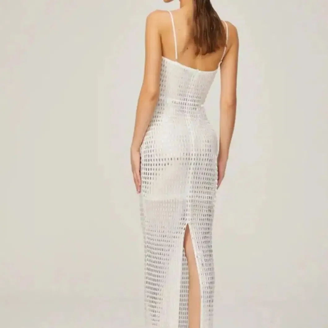 Novo Vestido Chiffon Verde com Fenda Longo Ajustado Cauda de Peixe para Festa de Noivas Vestido de Noite para Mulheres