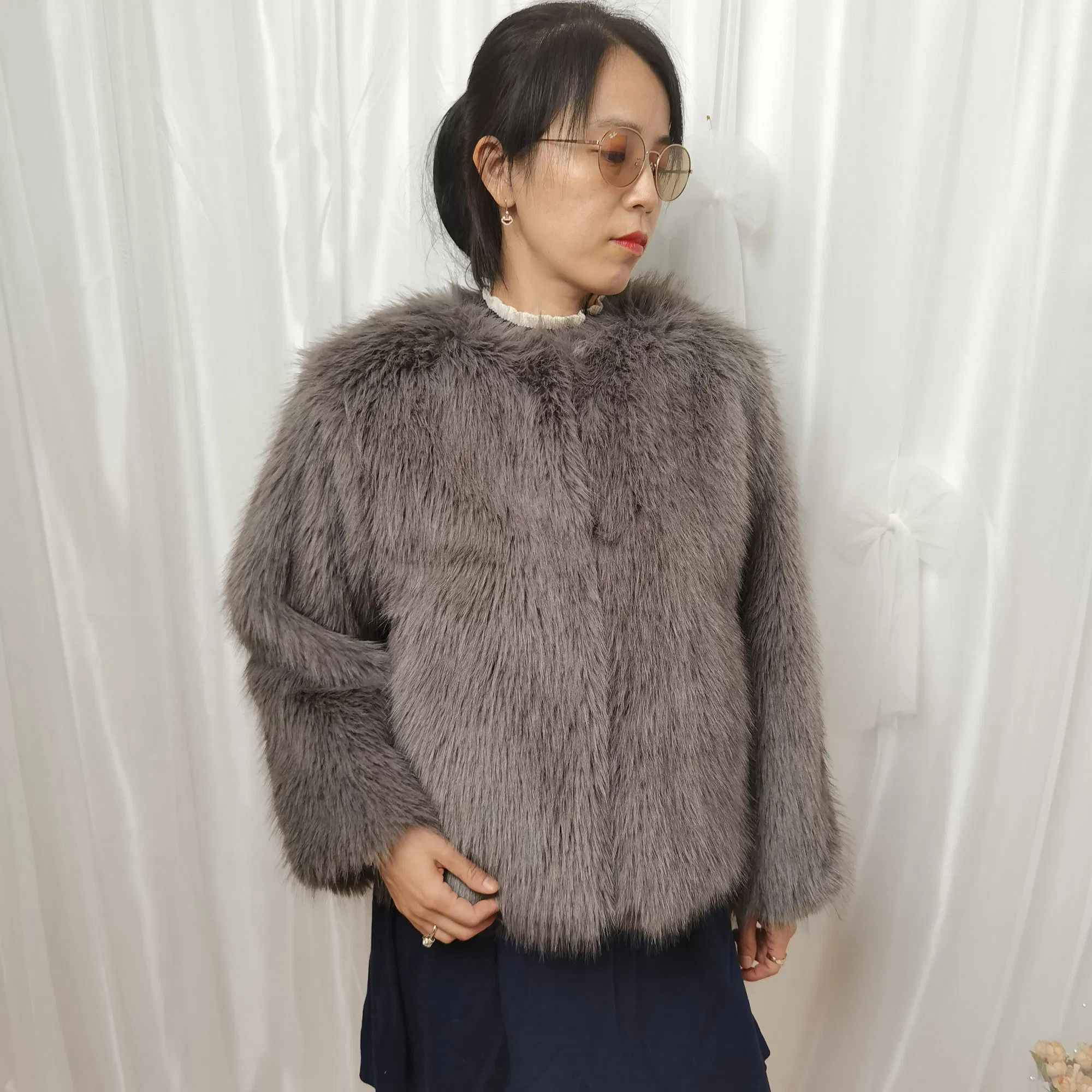 Jaqueta feminina de pelúcia falsa Za Ra, casaco cropped para mulheres