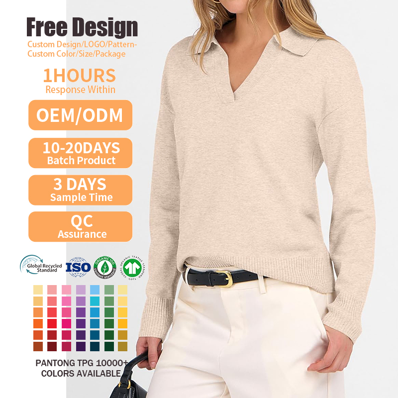 Suéter Feminino Tendência Moda de Rua com Opções de Logotipo Personalizado Disponíveis