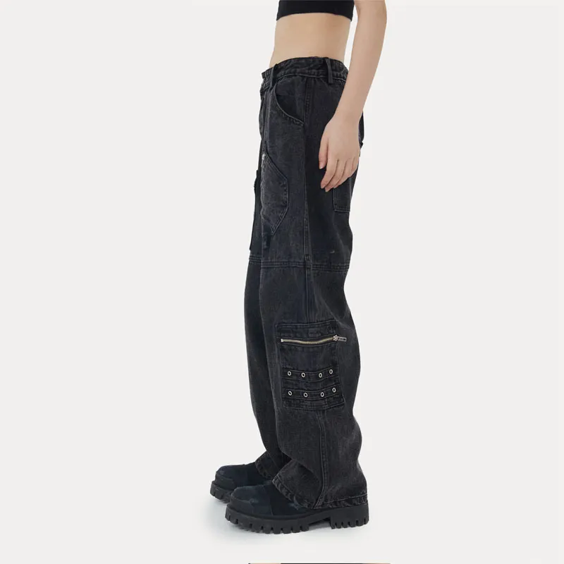 Calças de Denim Retas de Perna Larga da Marca Old Tide para Homens e Mulheres do Mesmo Estilo (CFJPFM-023)