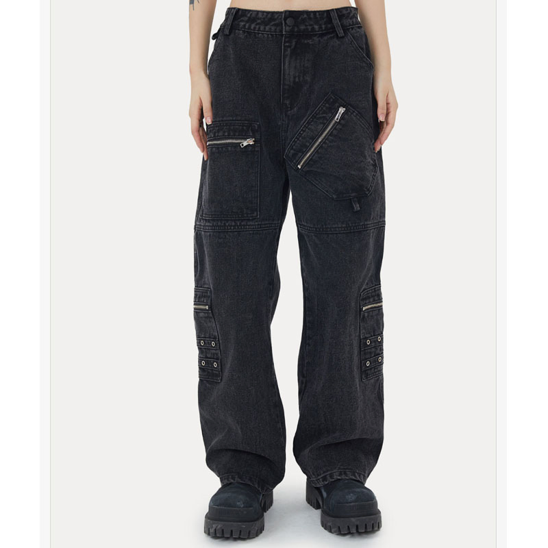 Calças de Denim Retas de Perna Larga da Marca Old Tide para Homens e Mulheres do Mesmo Estilo (CFJPFM-023)