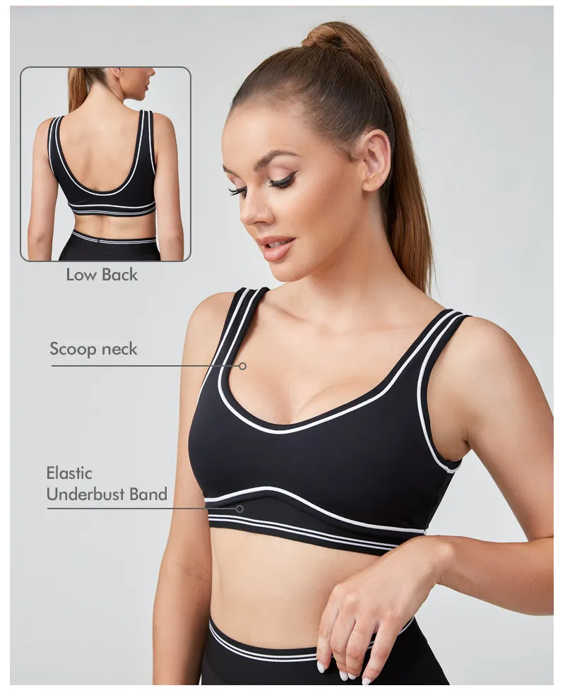 Logotipo OEM Marca Privada Costura Contrastante Academia Yoga Esportes Fitness Mulheres Roupas Esportivas Personalizadas