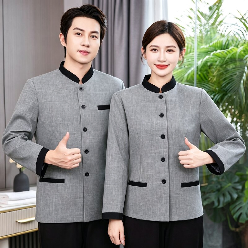 Conjunto de Roupas de Trabalho para Funcionário de Limpeza de Quarto, Manga Longa, Outono e Inverno, para Hotel, Pousada, Limpeza de Propriedades, Hospital, Funcionária de Limpeza