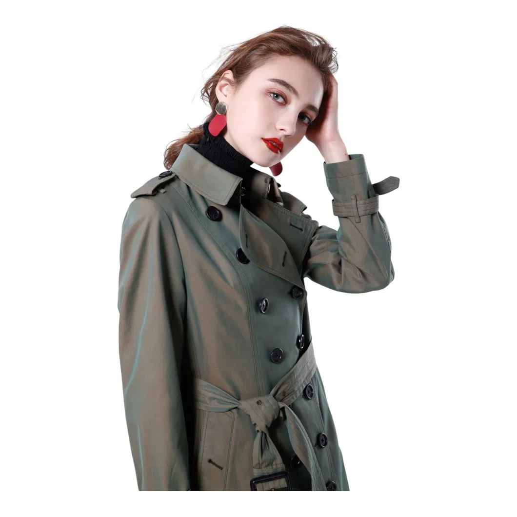 Design de Corte Elegante para um Visual Atemporal e Refinado Casaco Trench Feminino Mtm