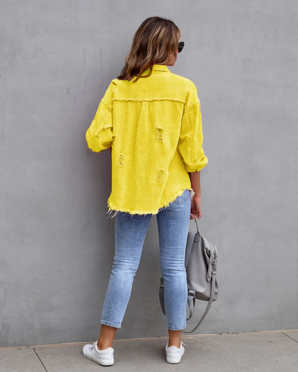 Casaco de Jeans Roupas de Rua em Denim
