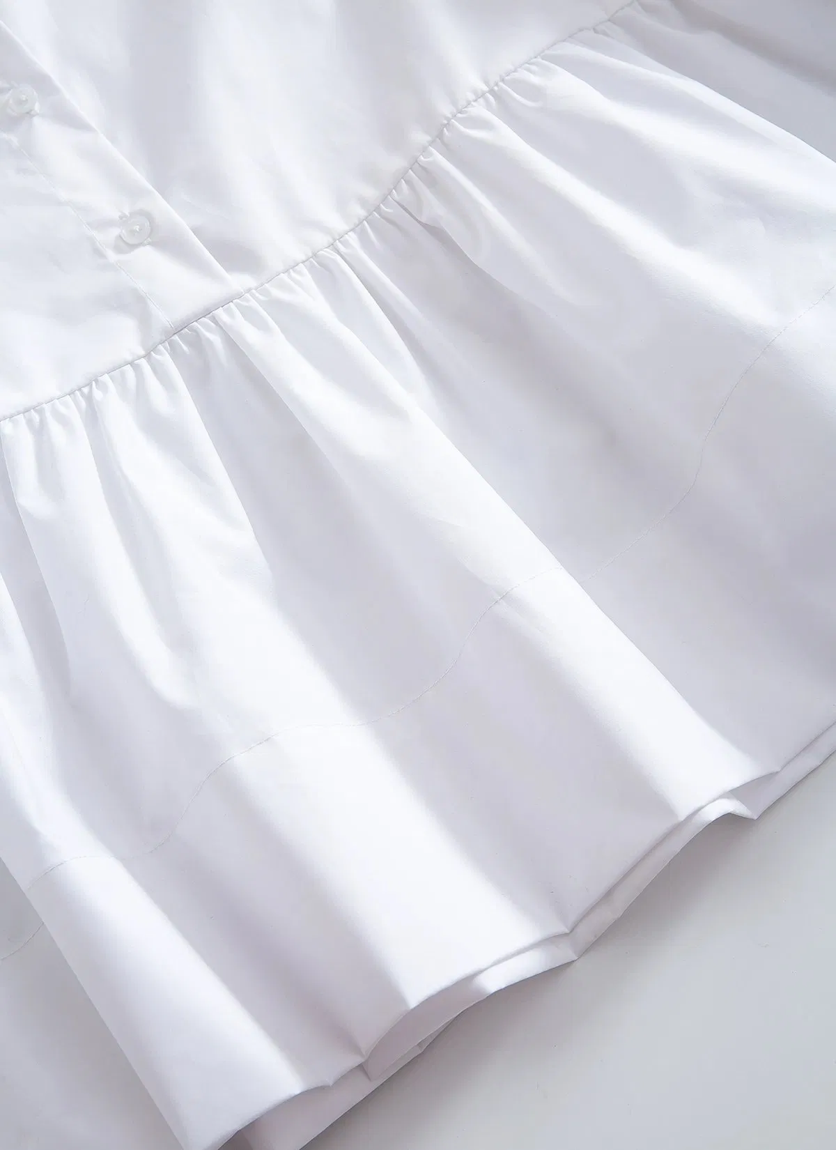 Blusa casual feminina babydoll com babados em tecido de algodão macio, moda por atacado