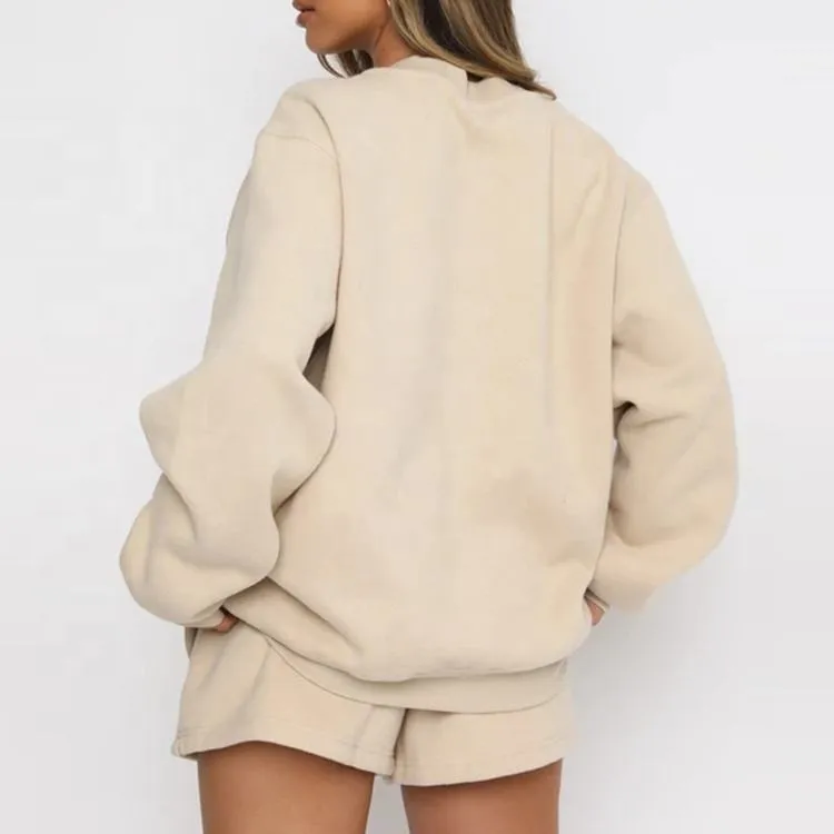 Conjunto Casual Personalizado de Setembro Super 2 Peças Conjunto de Moletom Oversize para Mulheres de Alta Qualidade em Algodão Curto Conjunto de Duas Peças Roupas Femininas