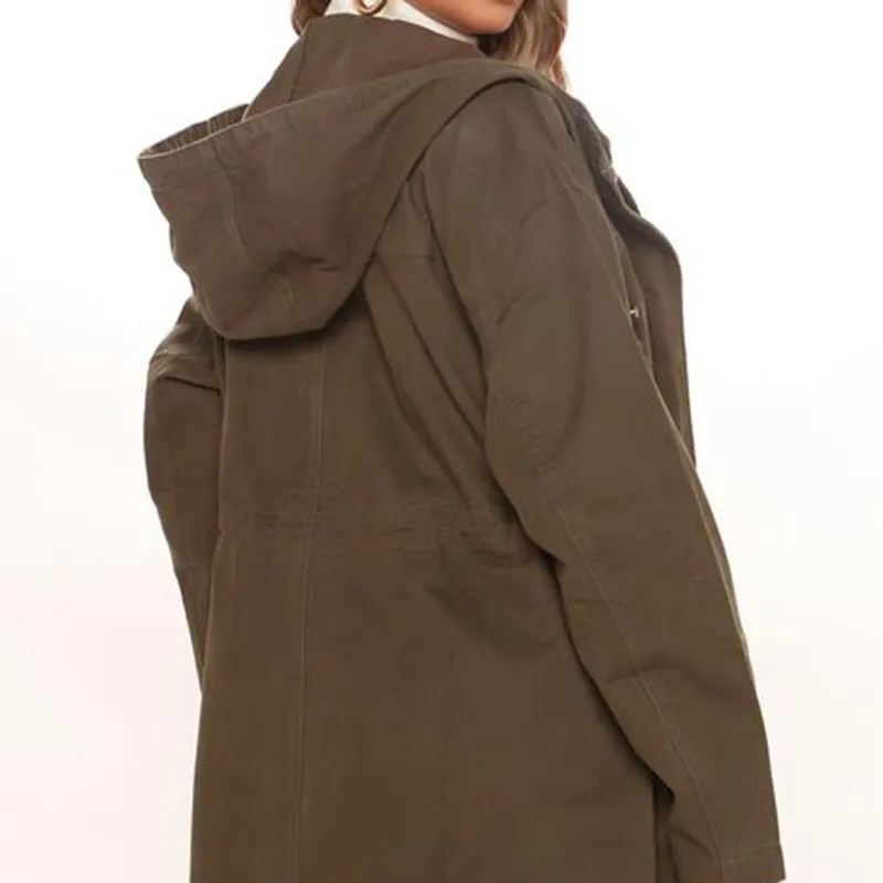 Casaco Longo de Algodão Personalizado para Mulheres, Jaqueta Solta com Capuz, Trench Coat de Poeira