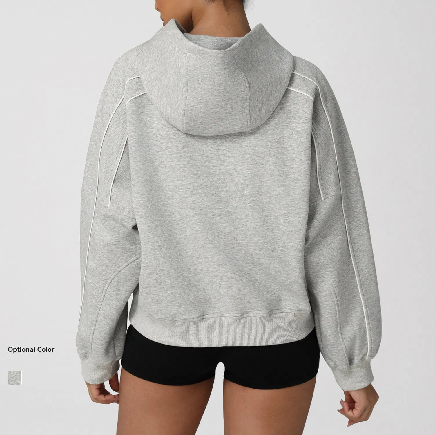 Moletom com capuz feminino casual para esportes, de mangas longas, para corrida, roupa de fitness ao ar livre