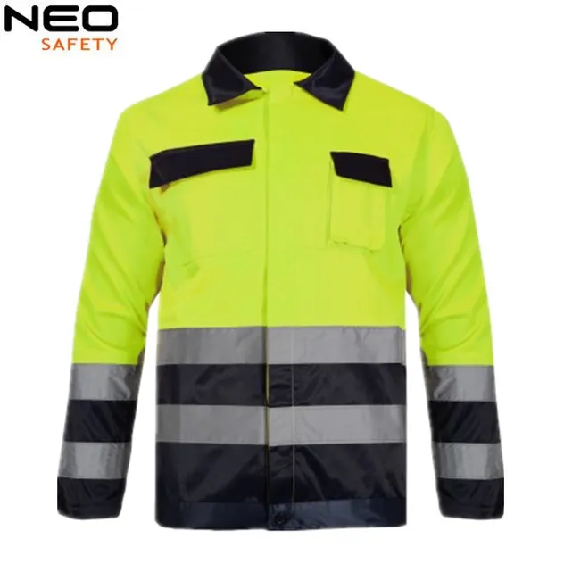 Jaqueta de Trabalho Inverno Hi-Vis com Zíper Completo Roupas de Segurança Refletivas Duráveis para Homens e Mulheres
