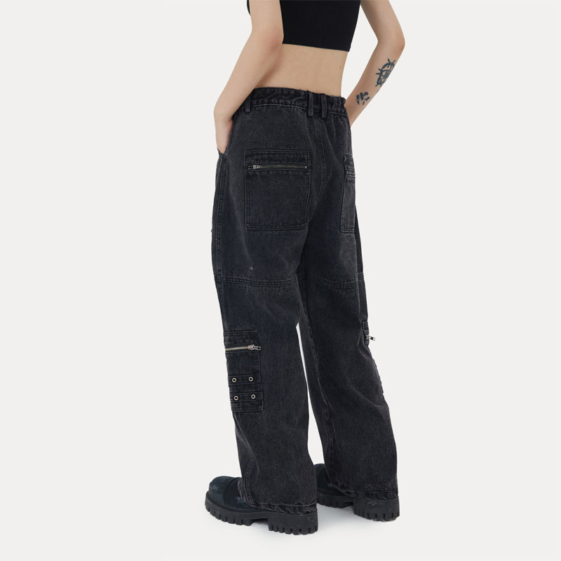 Calças de Denim Retas de Perna Larga da Marca Old Tide para Homens e Mulheres do Mesmo Estilo (CFJPFM-023)